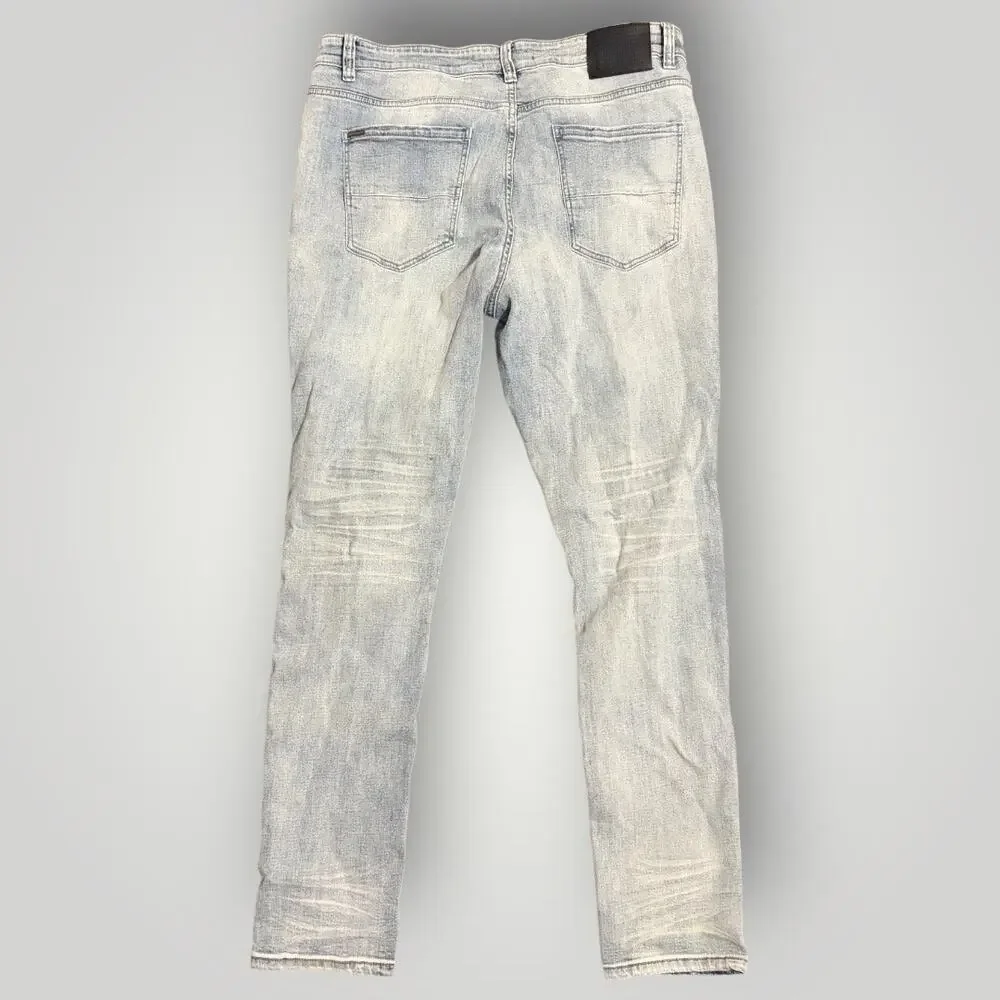 Serenede Jeans Men 40 Blue Bandana Patchwork Distressed Skinny Denim Pants NWT